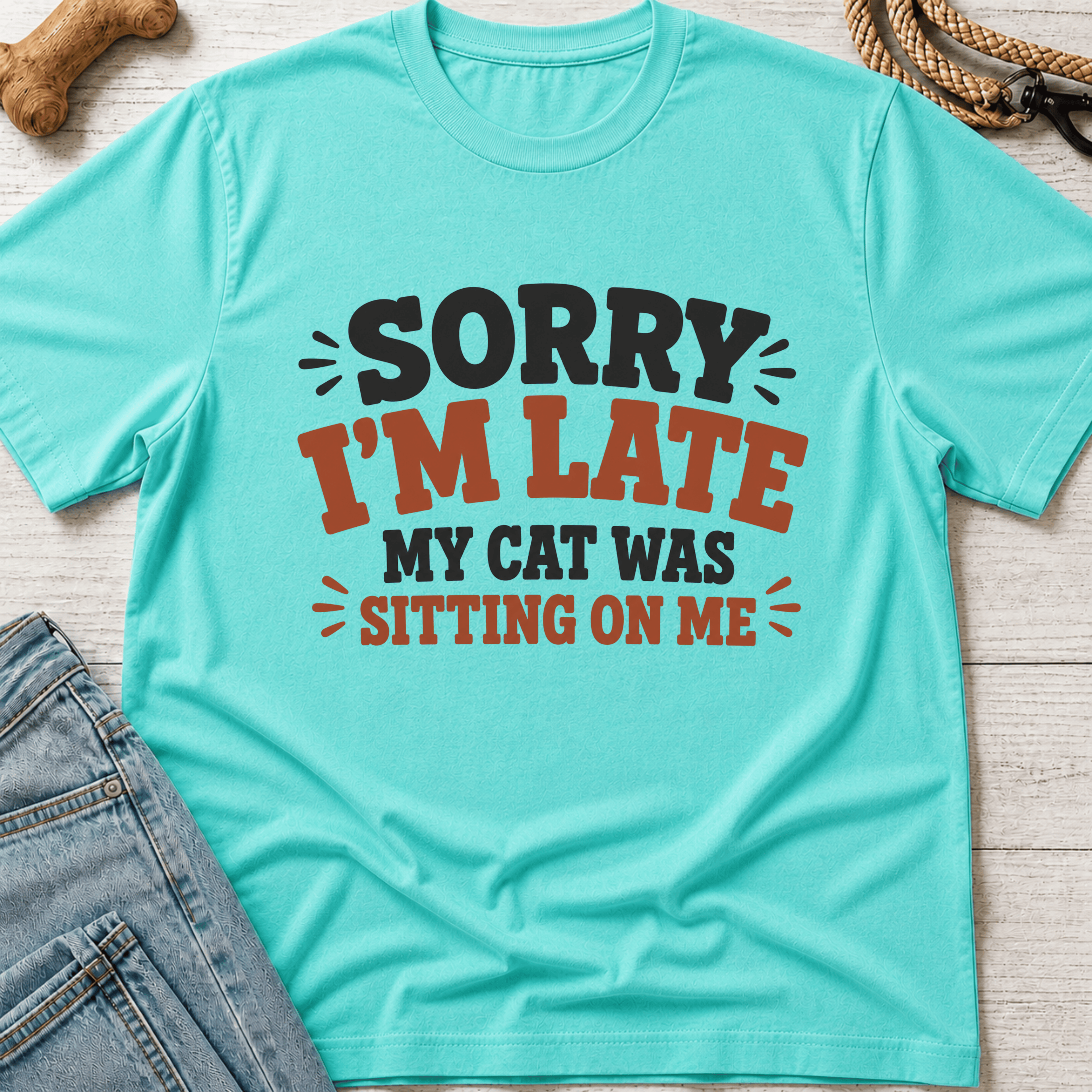 Sorry I'm Late. Cat Sitting On Me T-Shirt