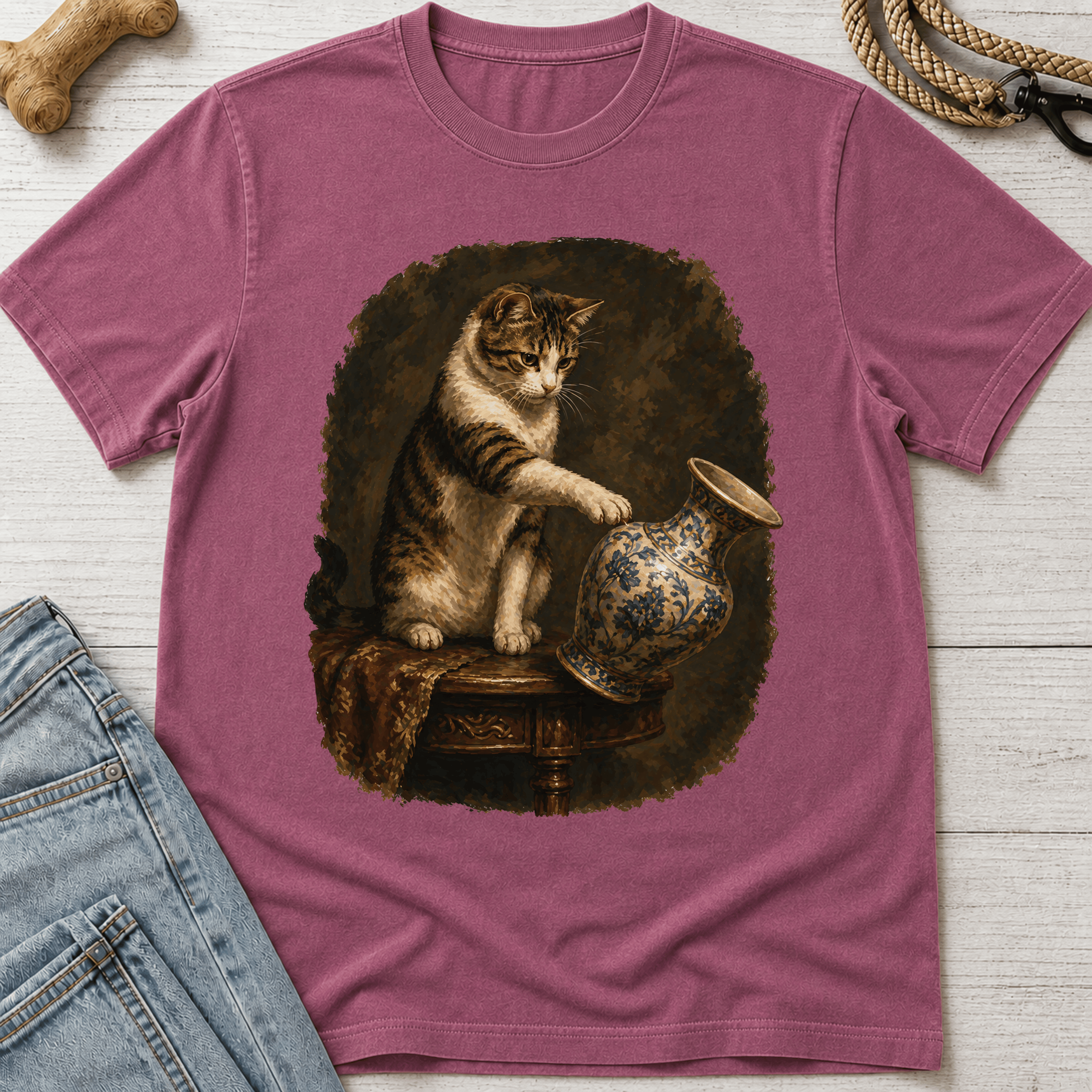 Cat Knocking Items Off T-Shirt