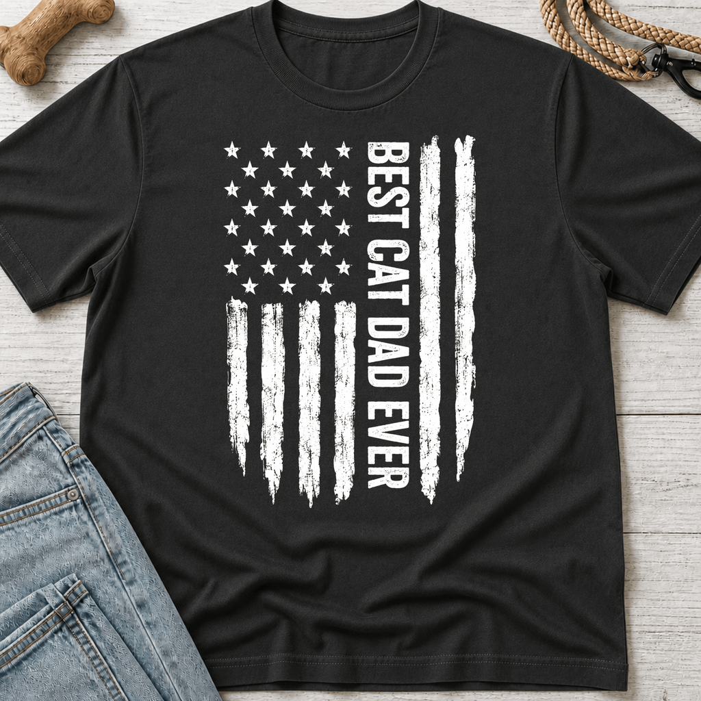 Best Cat Dad Flag T-Shirt