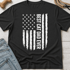 Best Cat Dad Flag T-Shirt