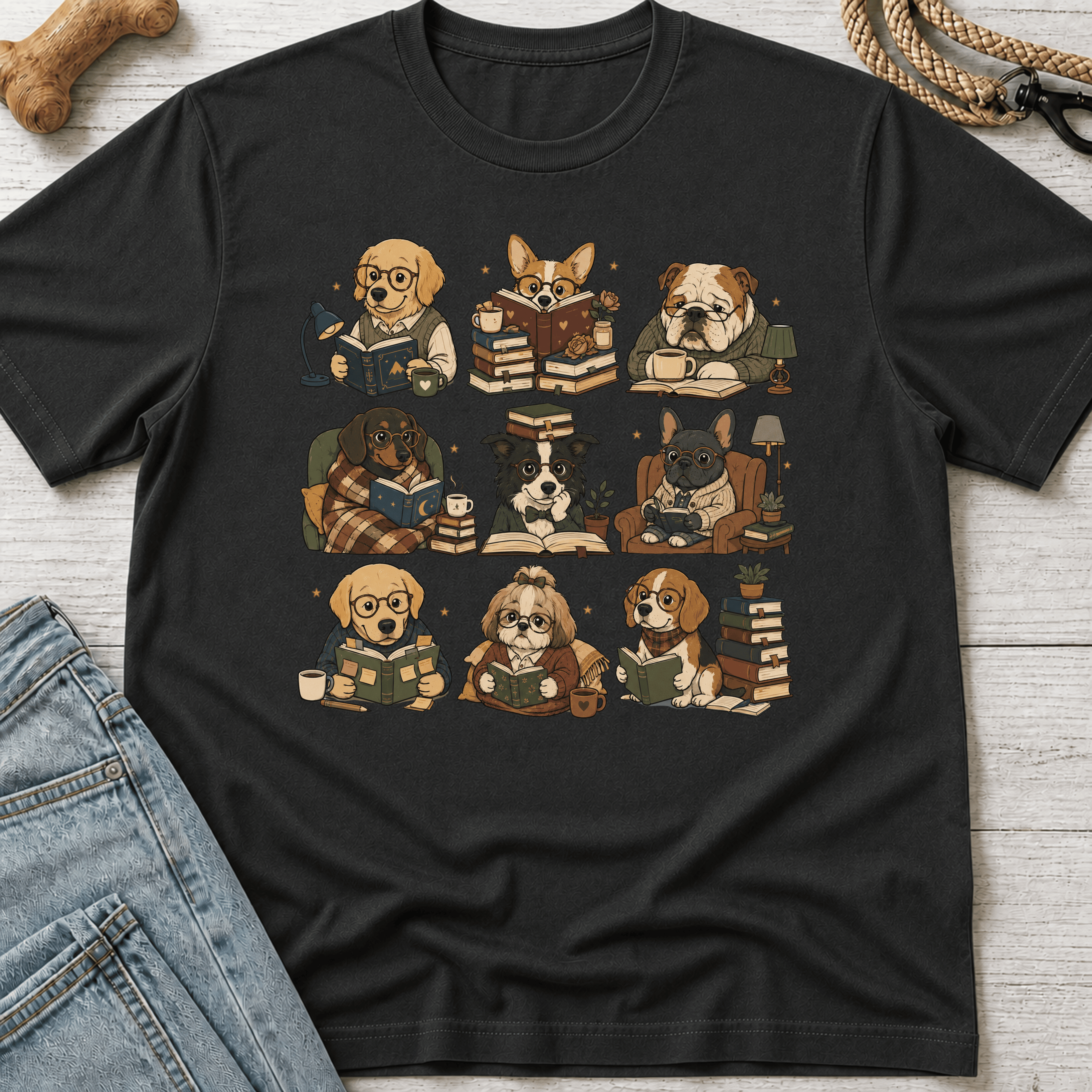 Dogs Reading T-Shirt