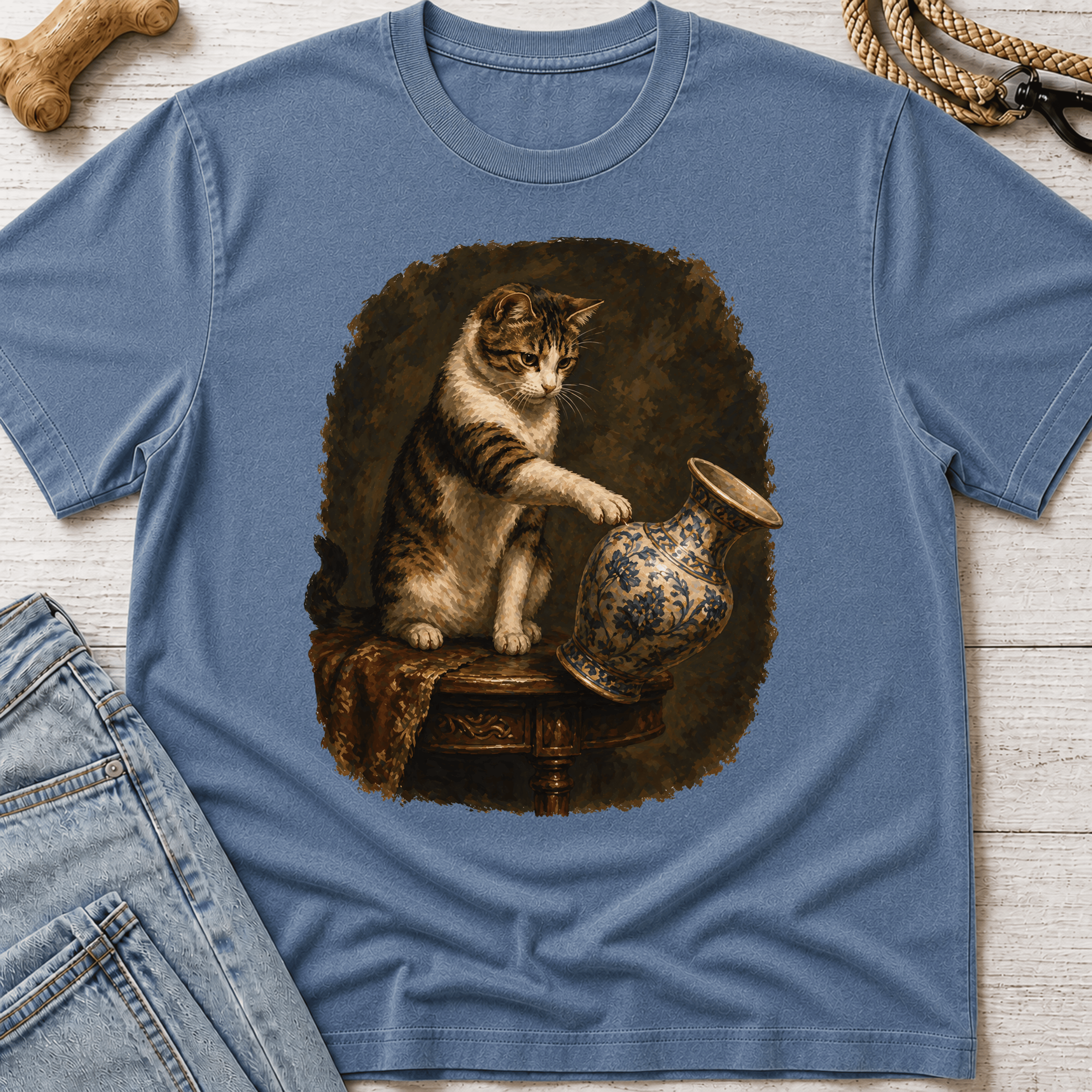 Cat Knocking Items Off T-Shirt