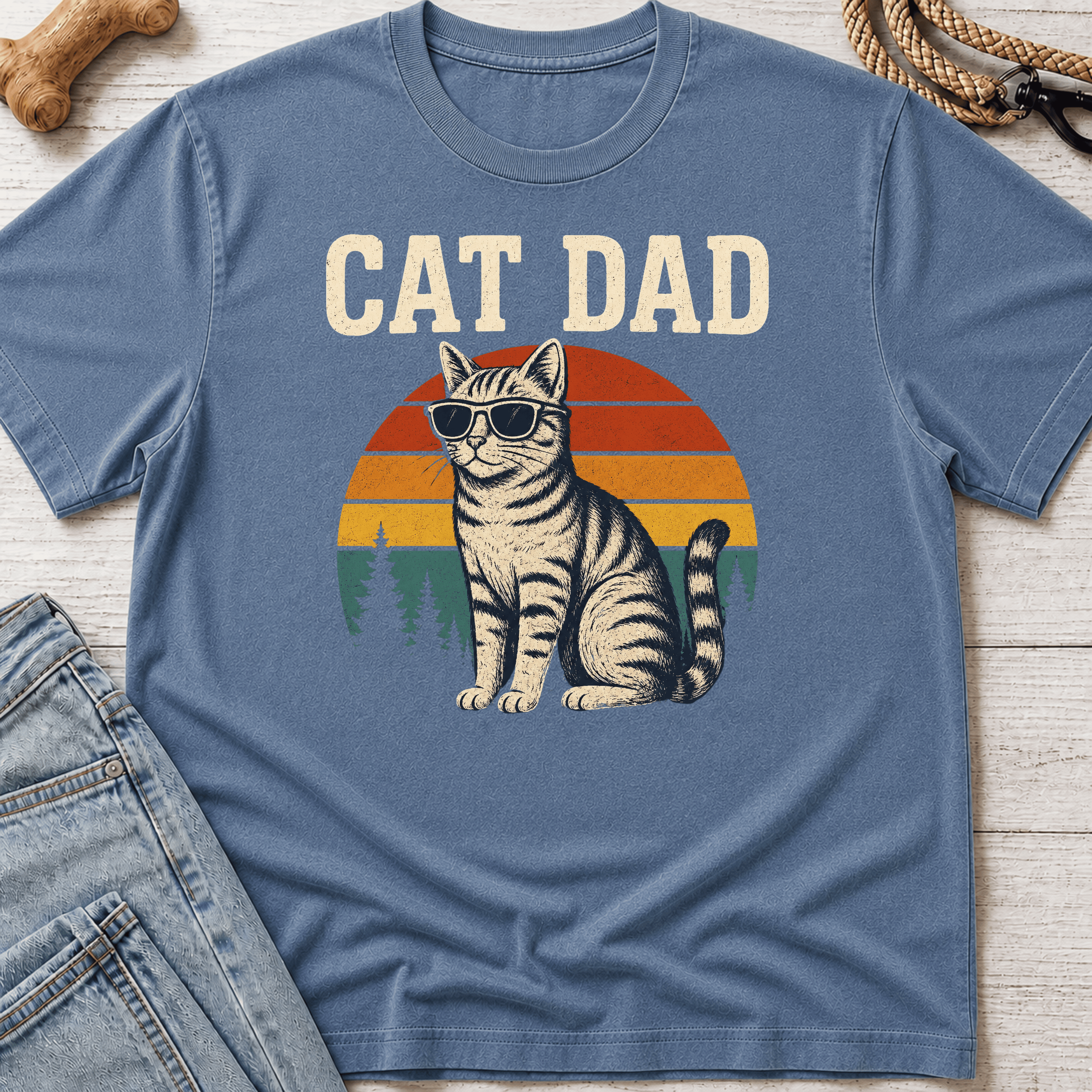 Cat Dad Sunset T-Shirt