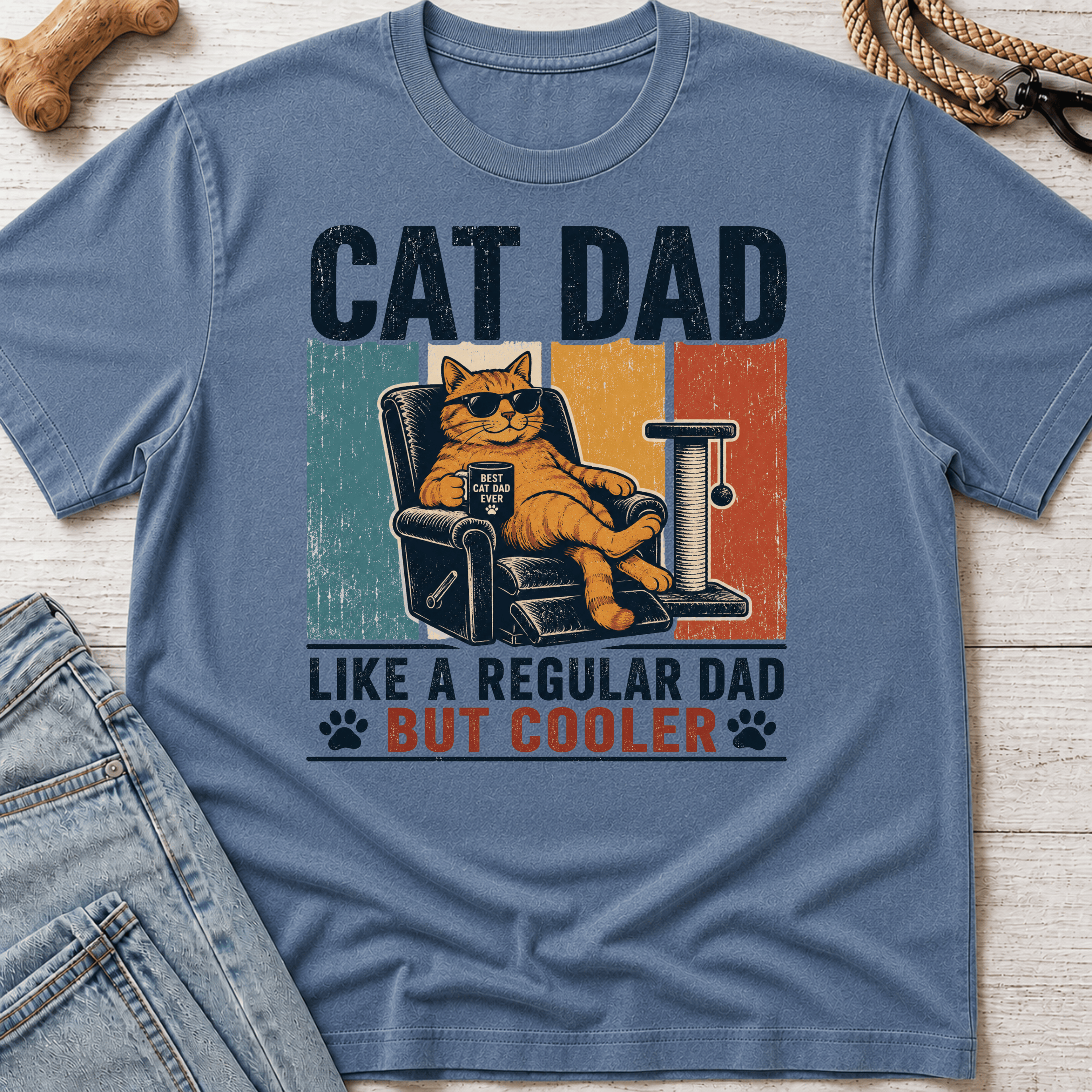 Cat Dad Cooler on the Couch T-Shirt