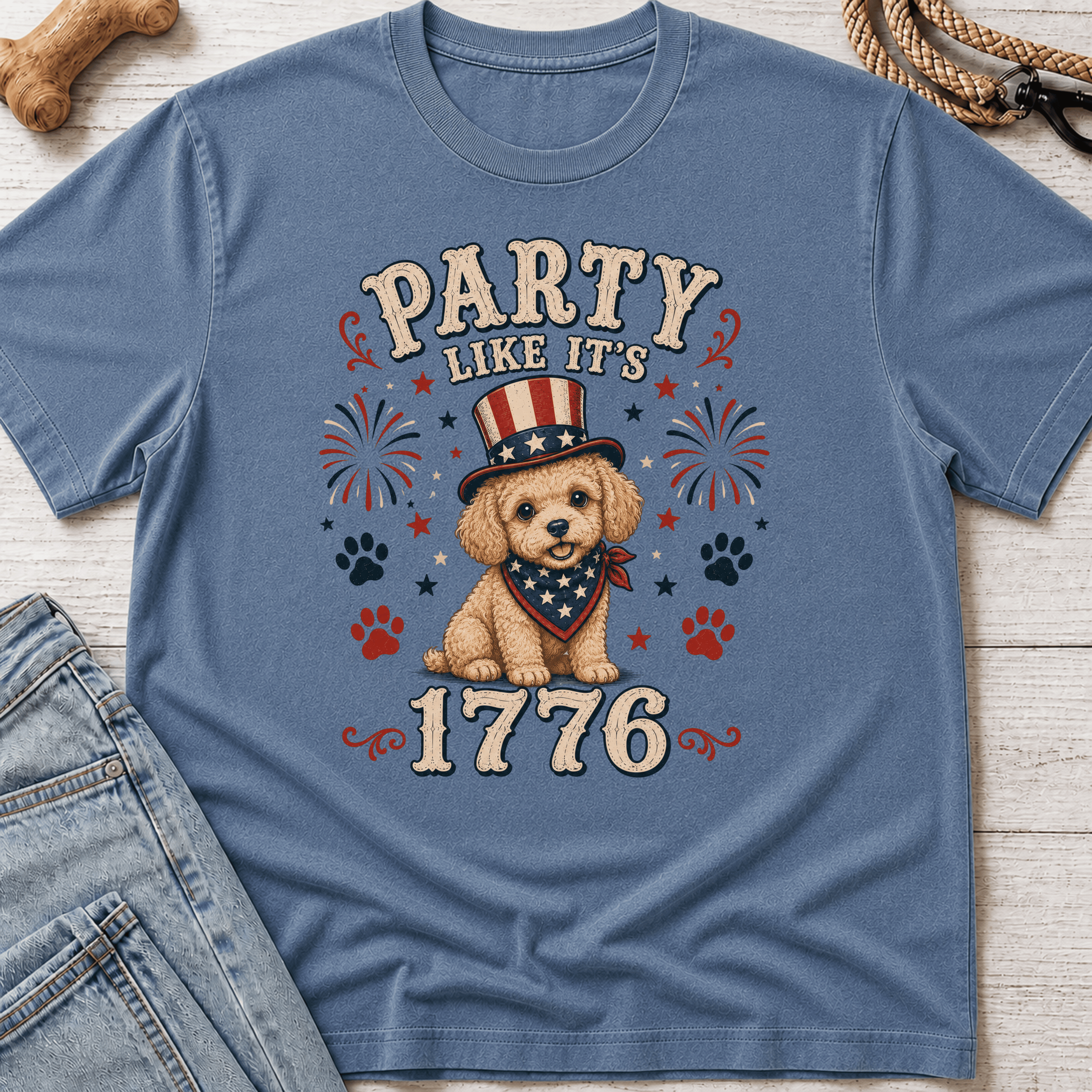 Party Like It's 1776 Poodle T-Shirt