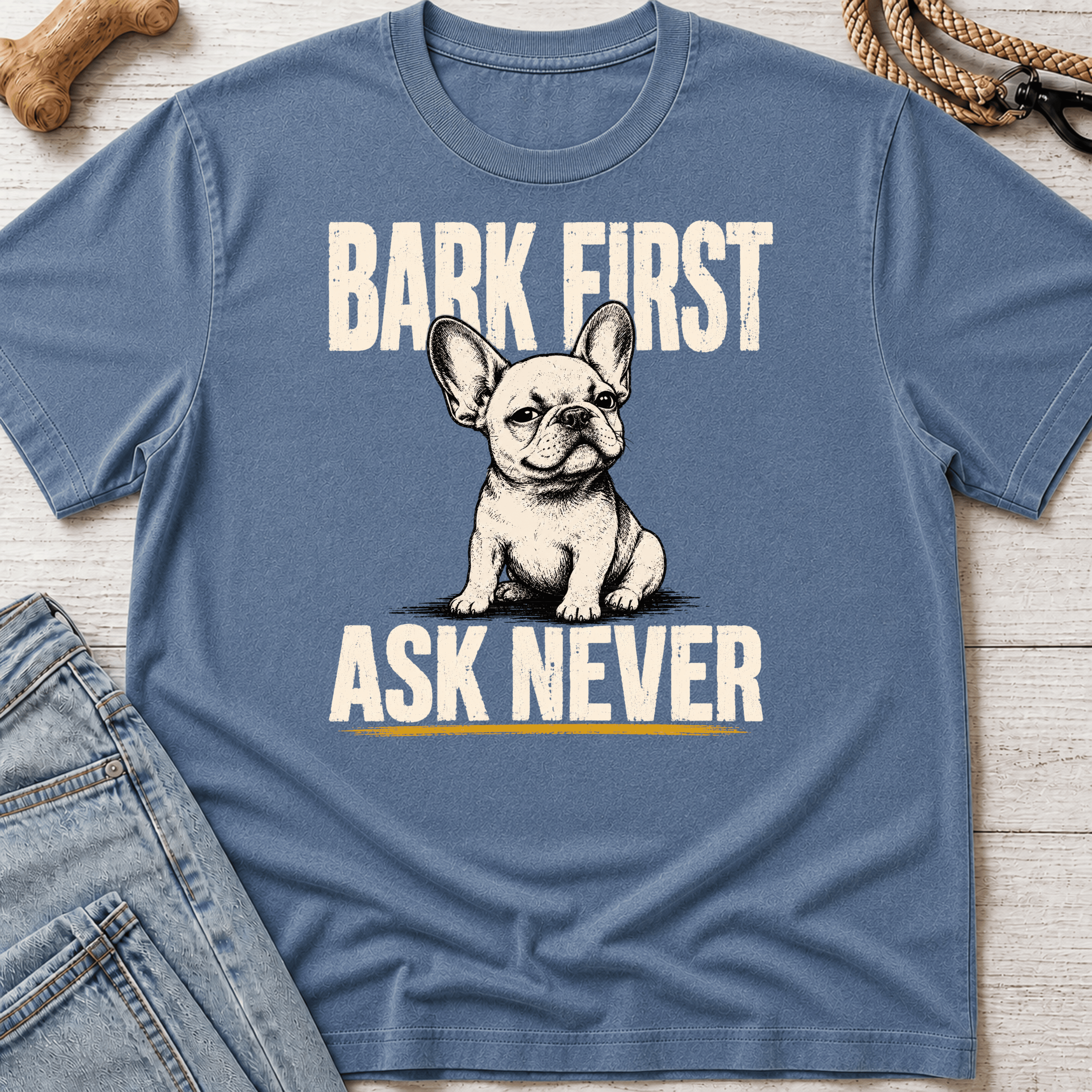 Bark First Ask Never French Bulldog T-Shirt