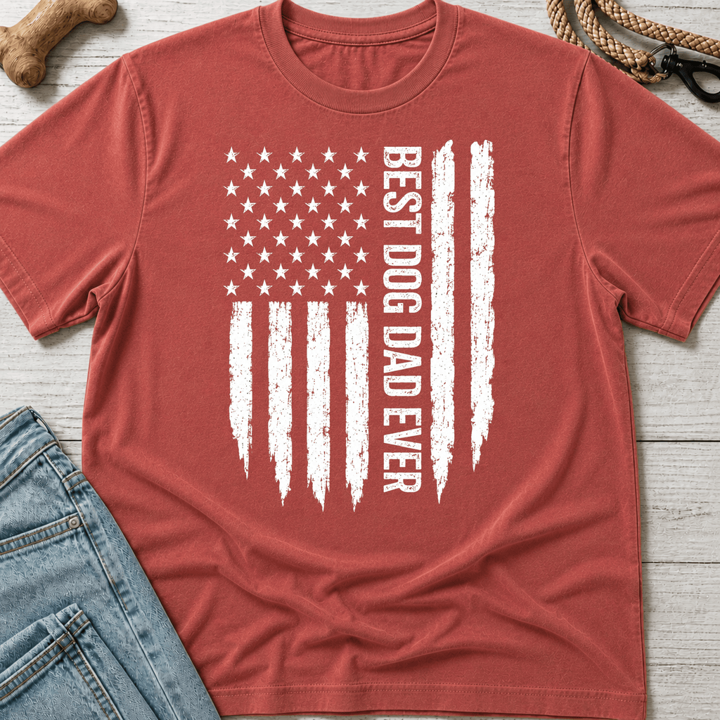 Best Dog Dad Flag T-Shirt