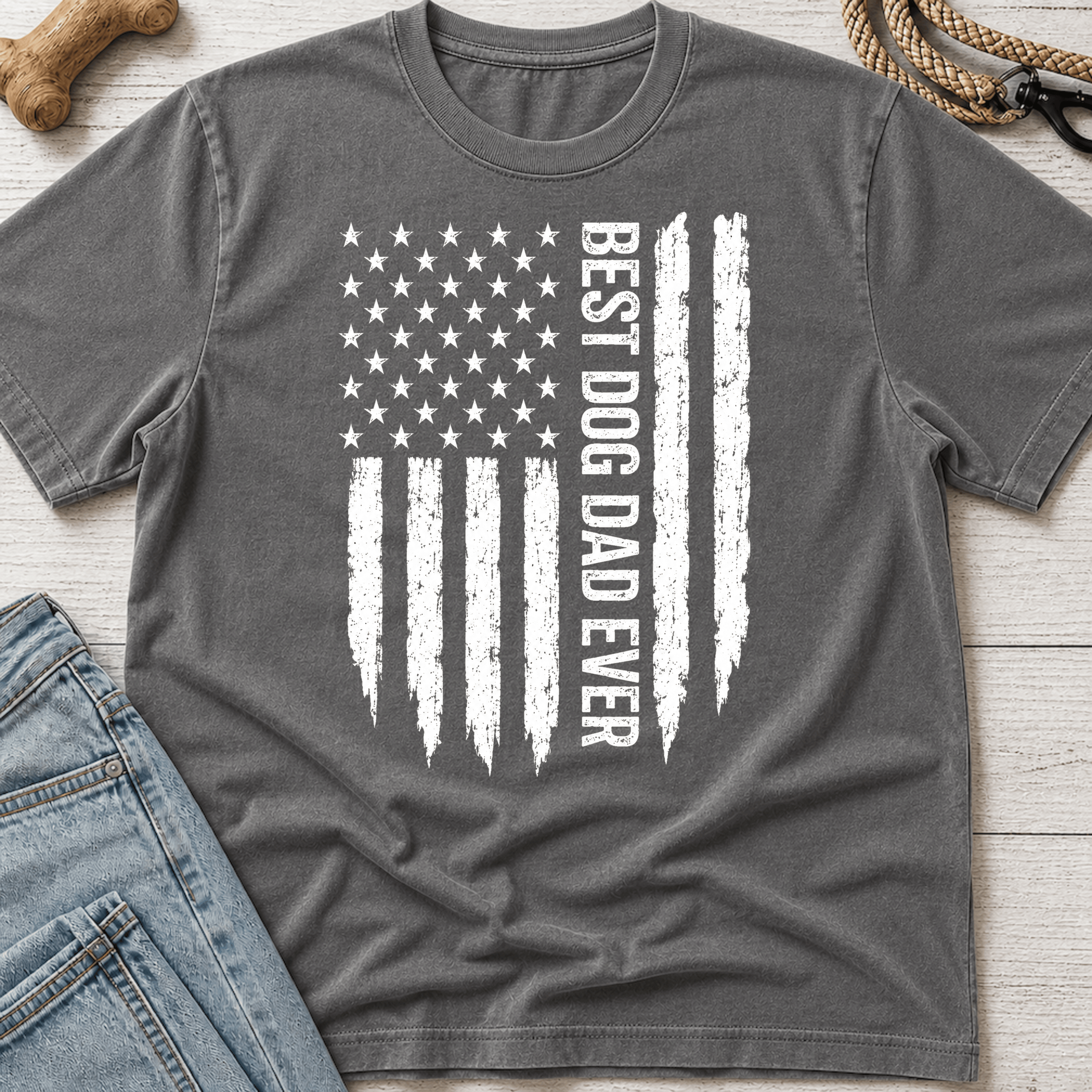 Best Dog Dad Flag T-Shirt