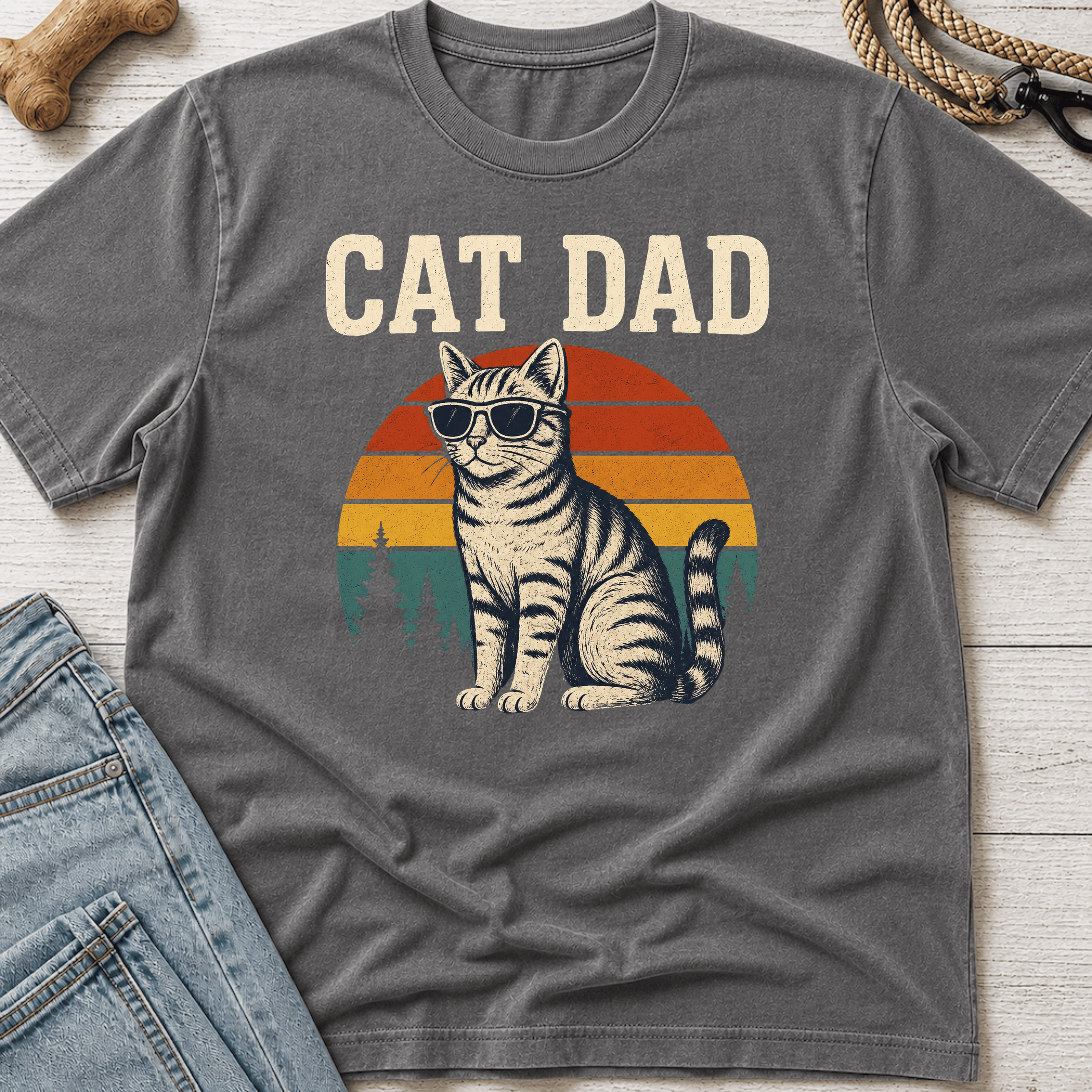 Cat Dad Sunset T-Shirt