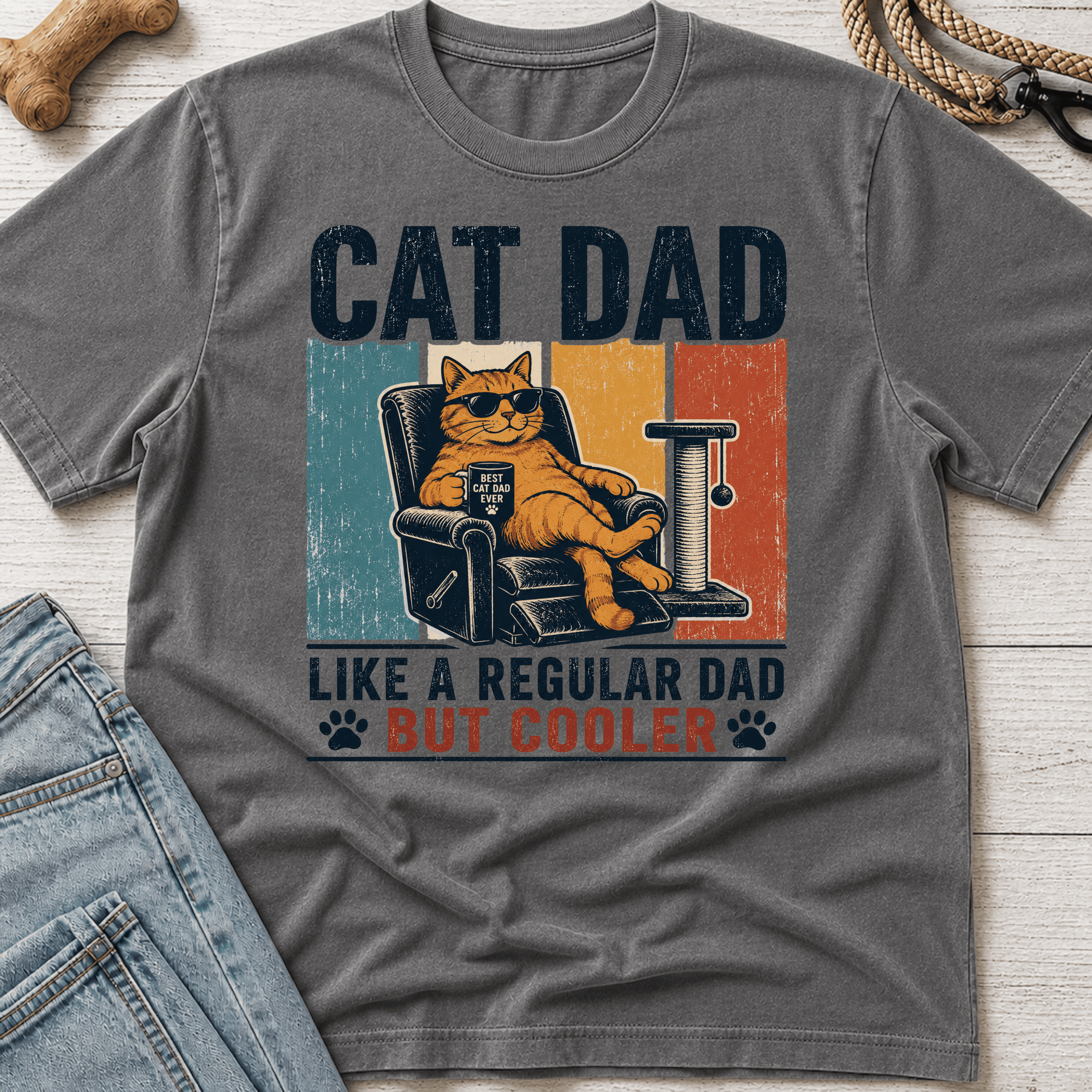 Cat Dad Cooler on the Couch T-Shirt