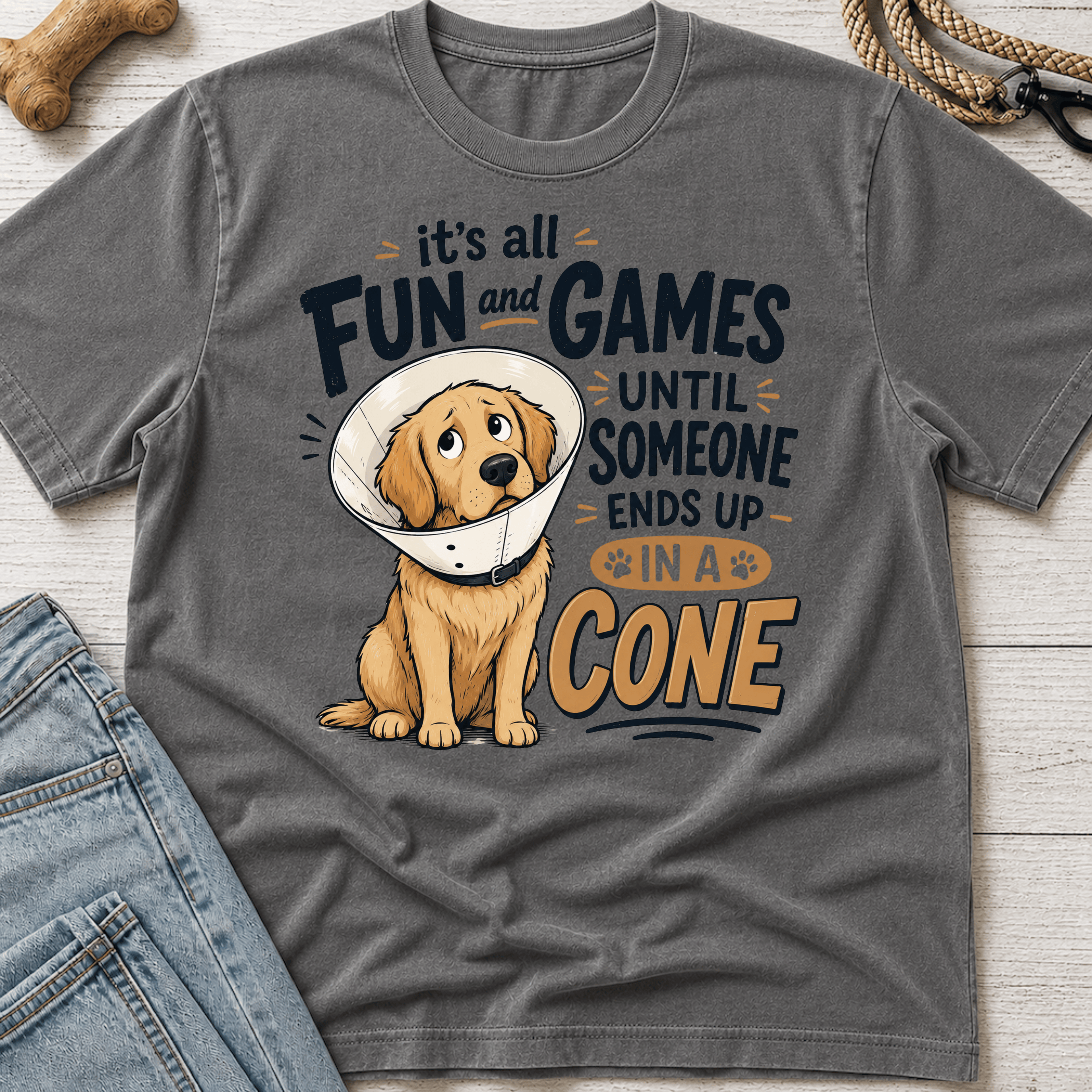 Dog Ends Up in a Cone T-Shirt
