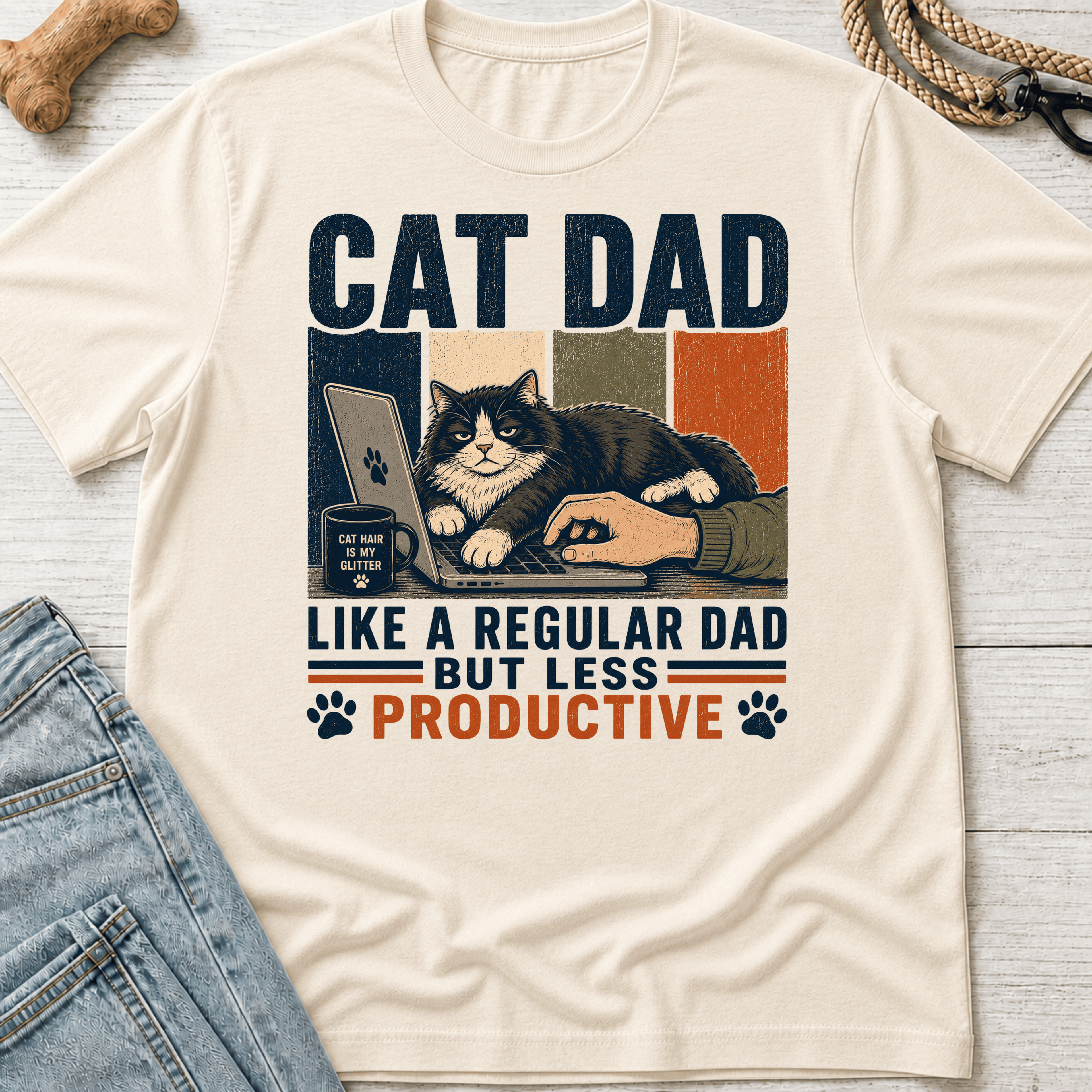 Cat Dad Productive T-Shirt