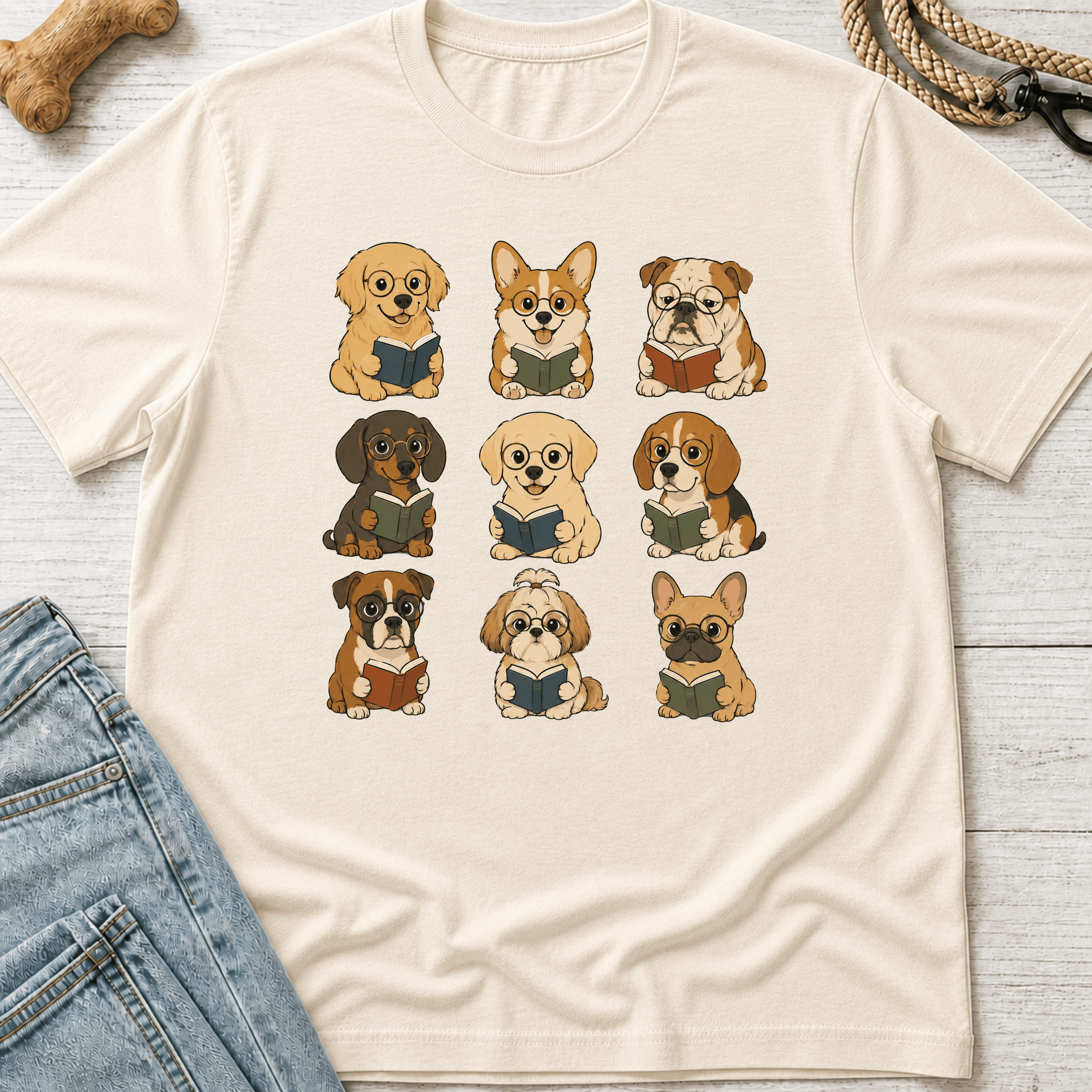 Puppies Reading T-Shirt