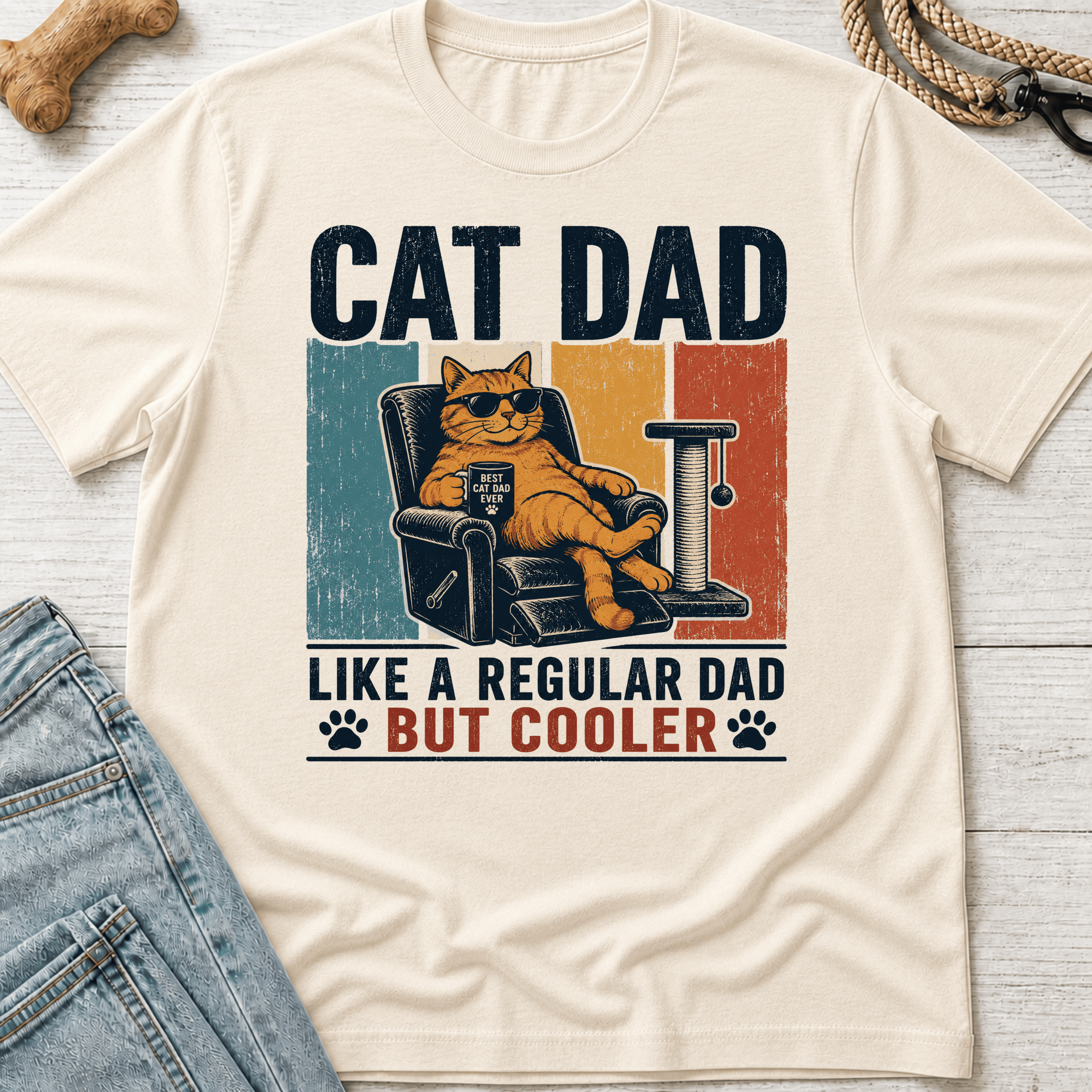 Cat Dad Cooler on the Couch T-Shirt
