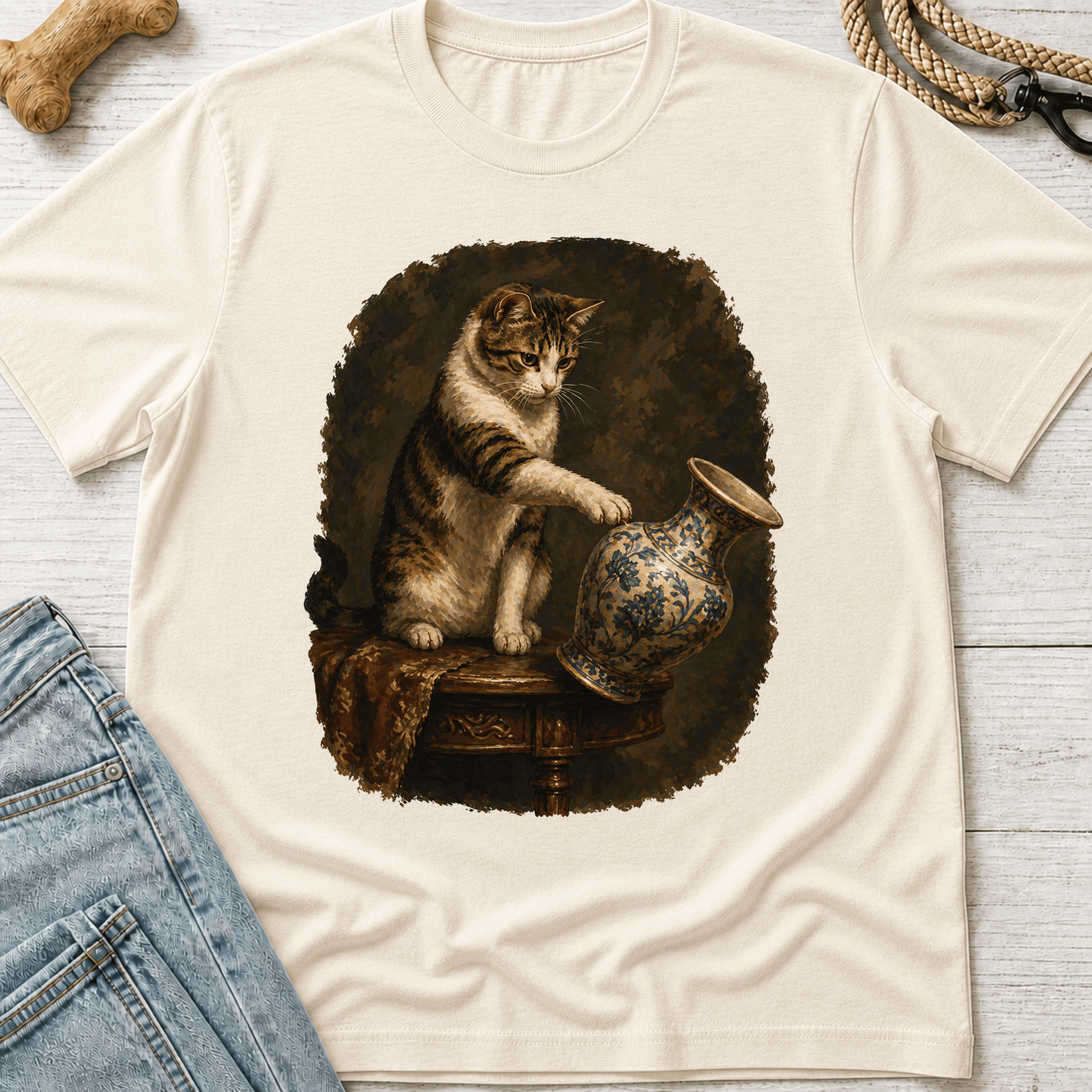 Cat Knocking Items Off T-Shirt
