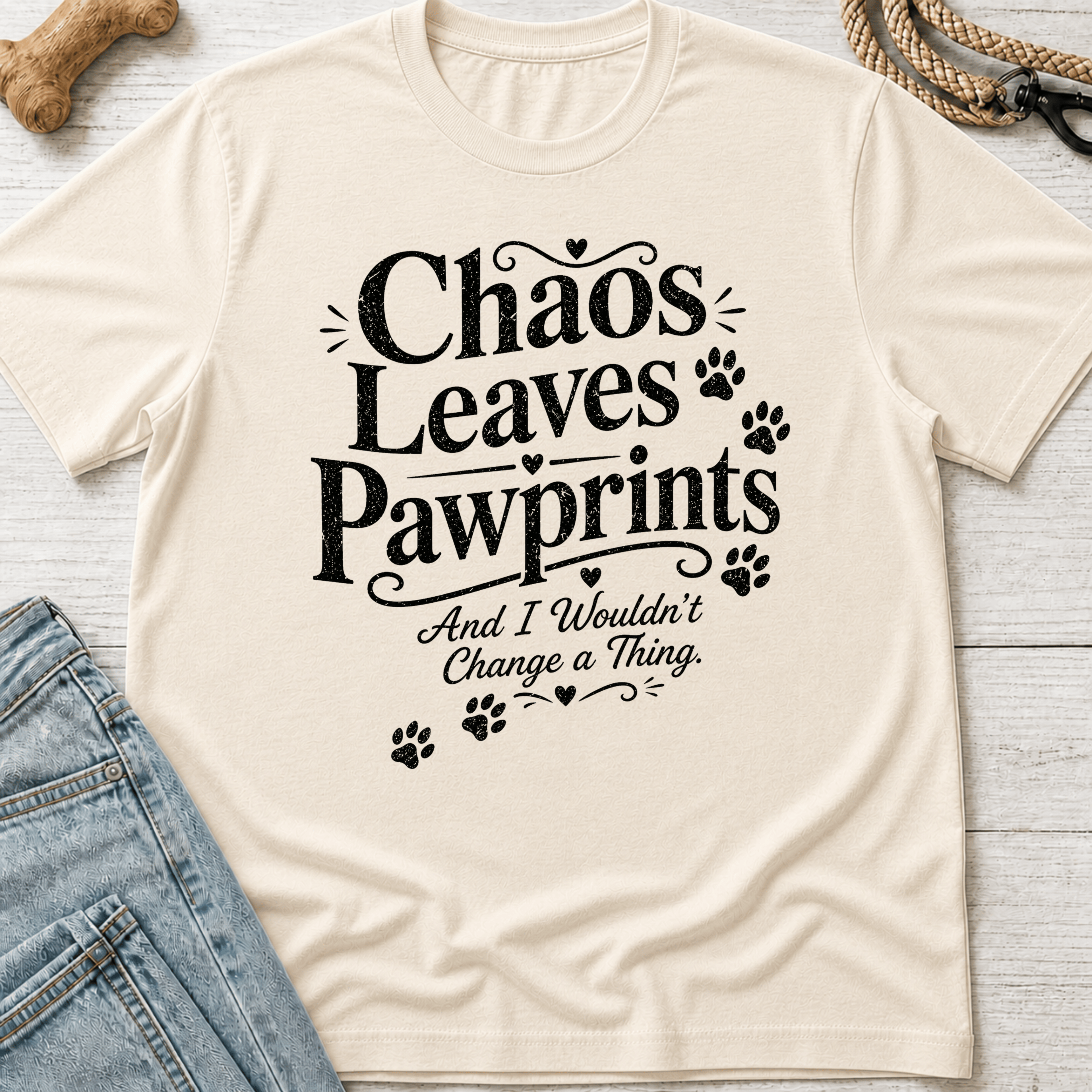 Chaos Leaves Pawprints T-Shirt