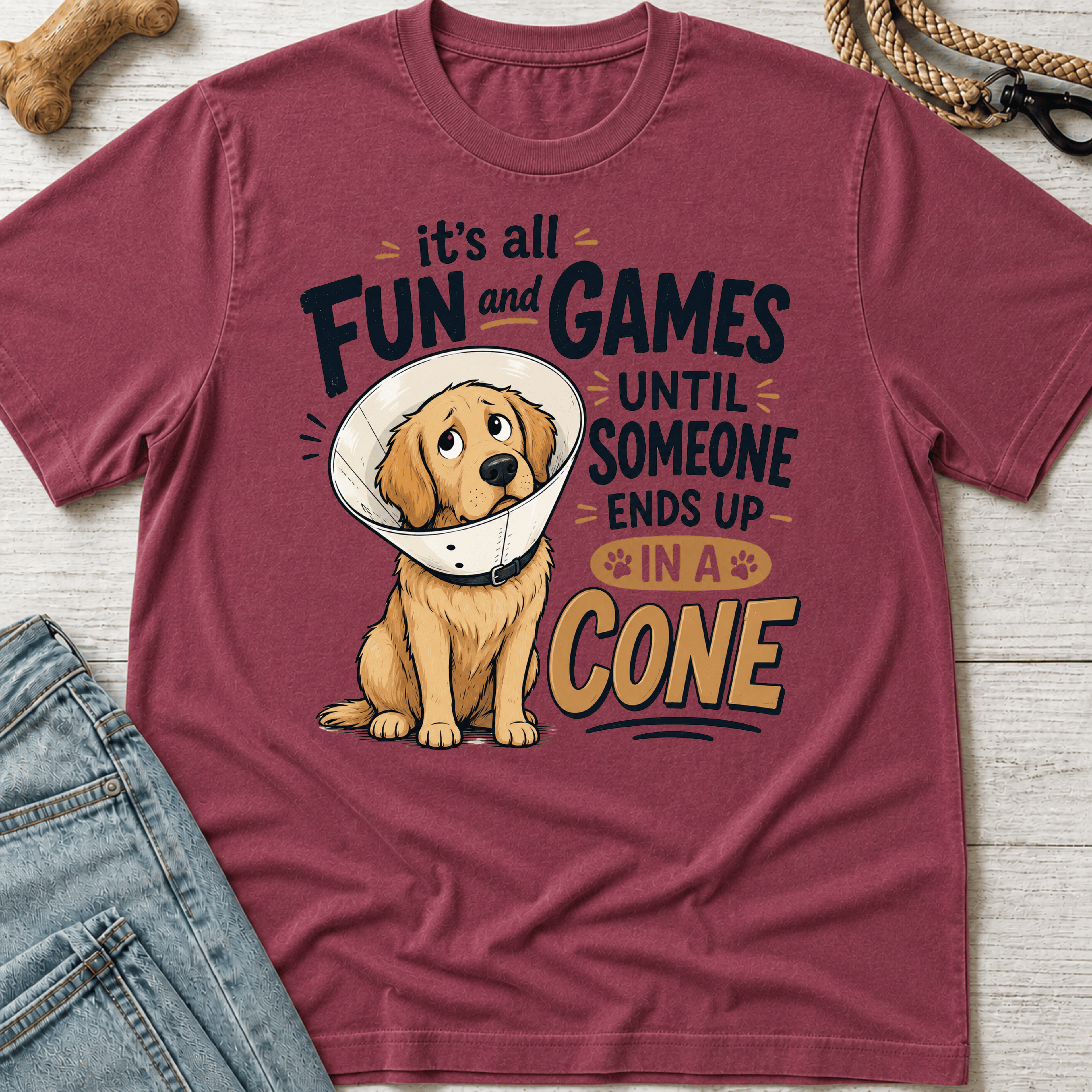 Dog Ends Up in a Cone T-Shirt