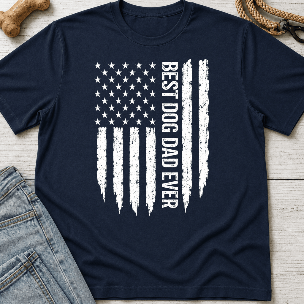 Best Dog Dad Flag T-Shirt