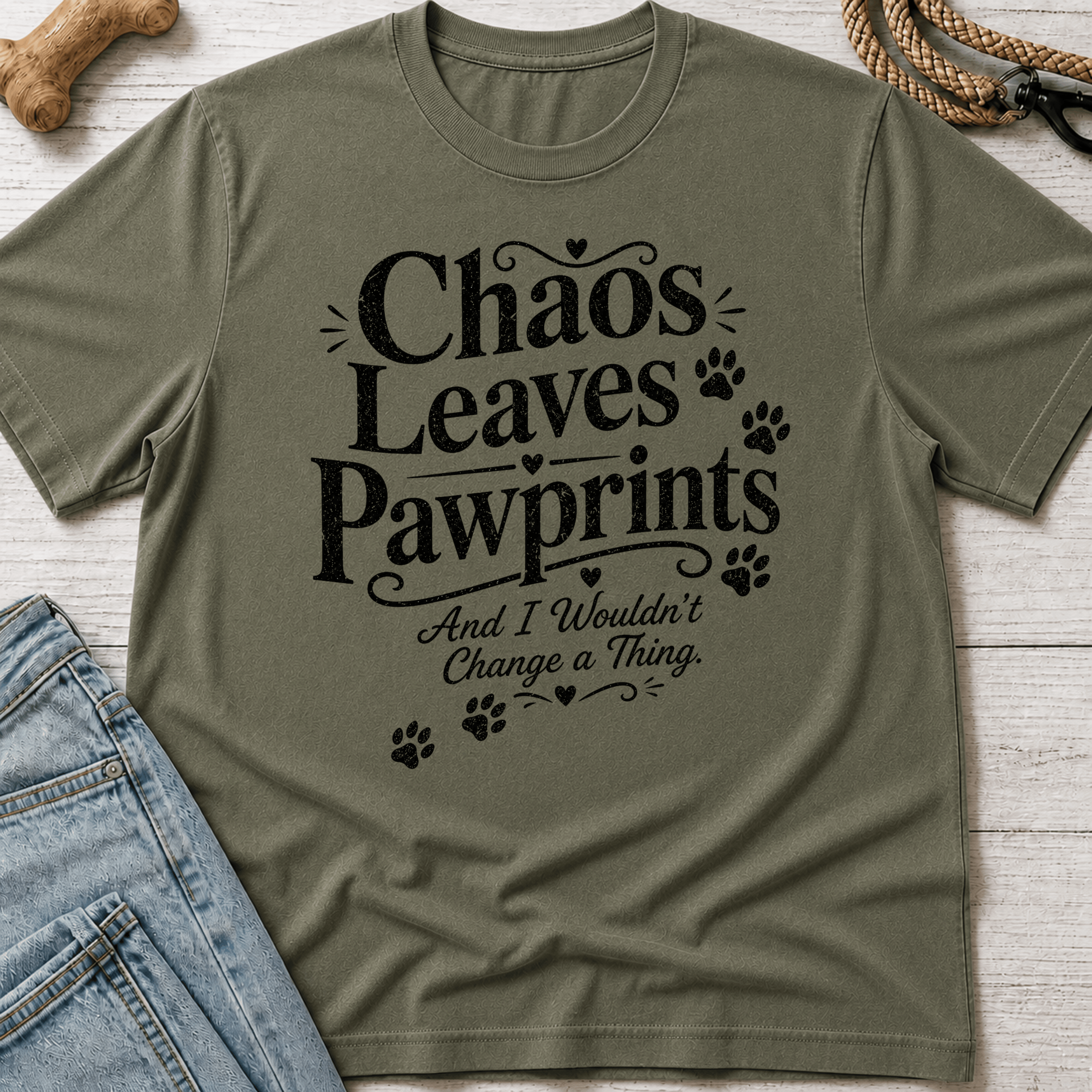 Chaos Leaves Pawprints T-Shirt