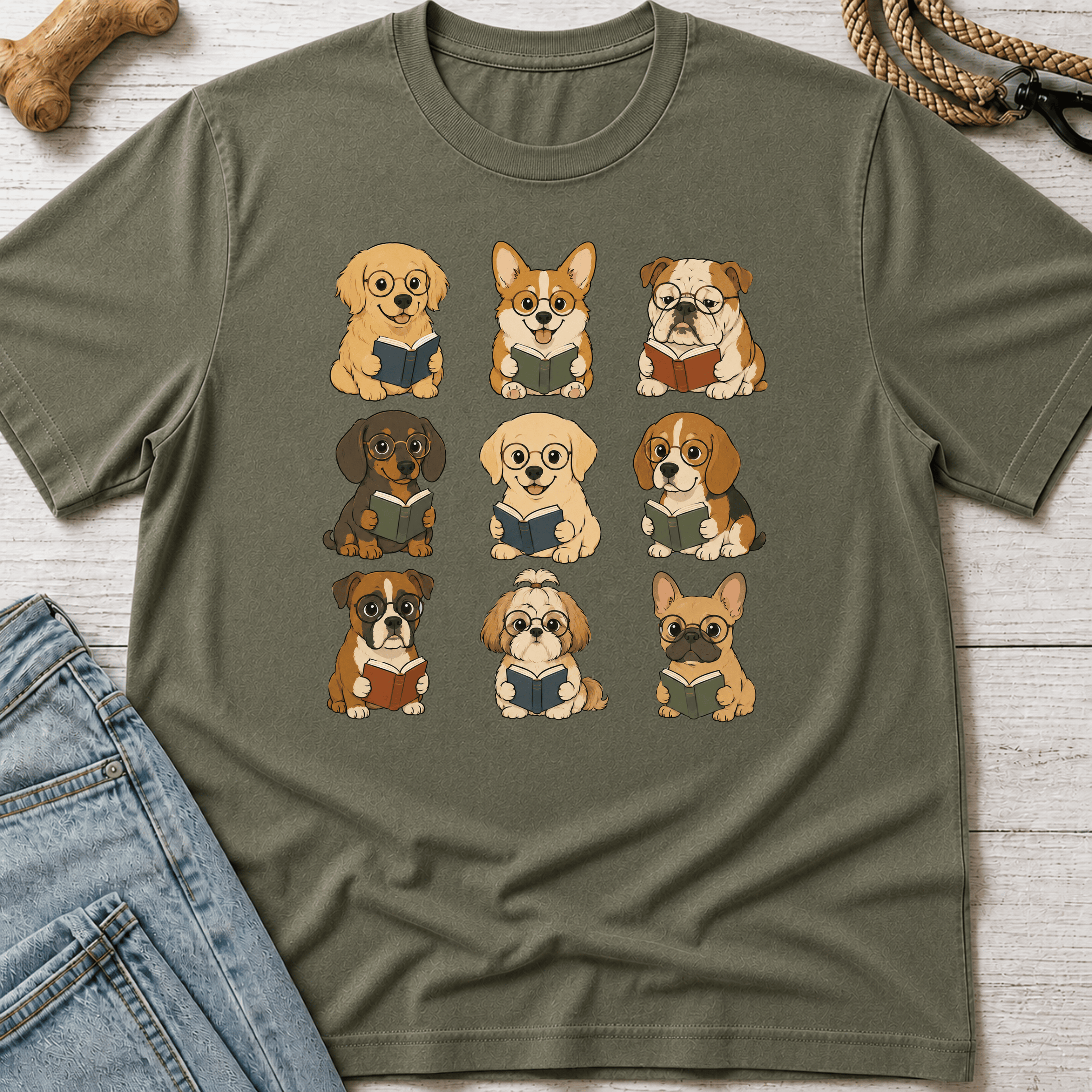 Puppies Reading T-Shirt