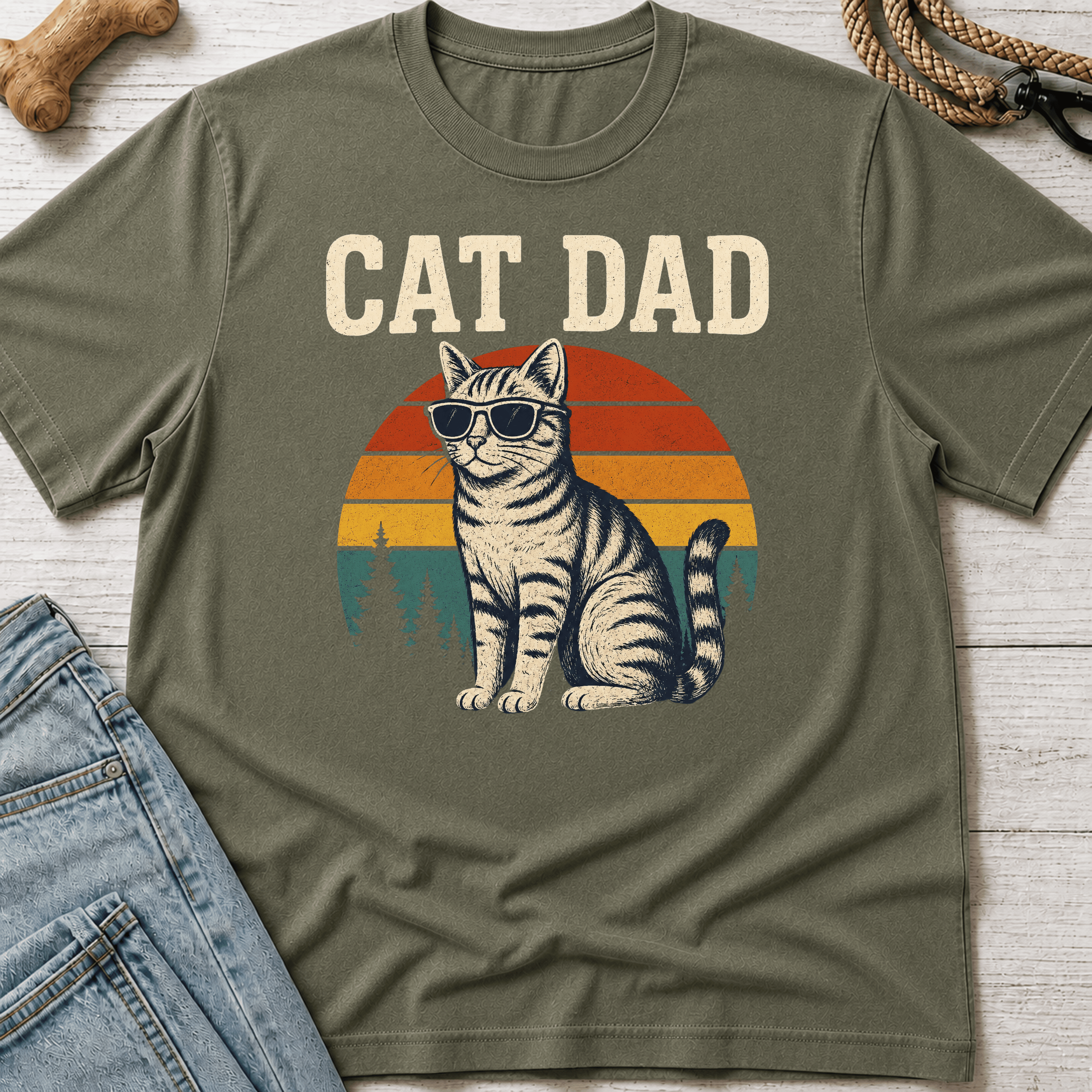 Cat Dad Sunset T-Shirt