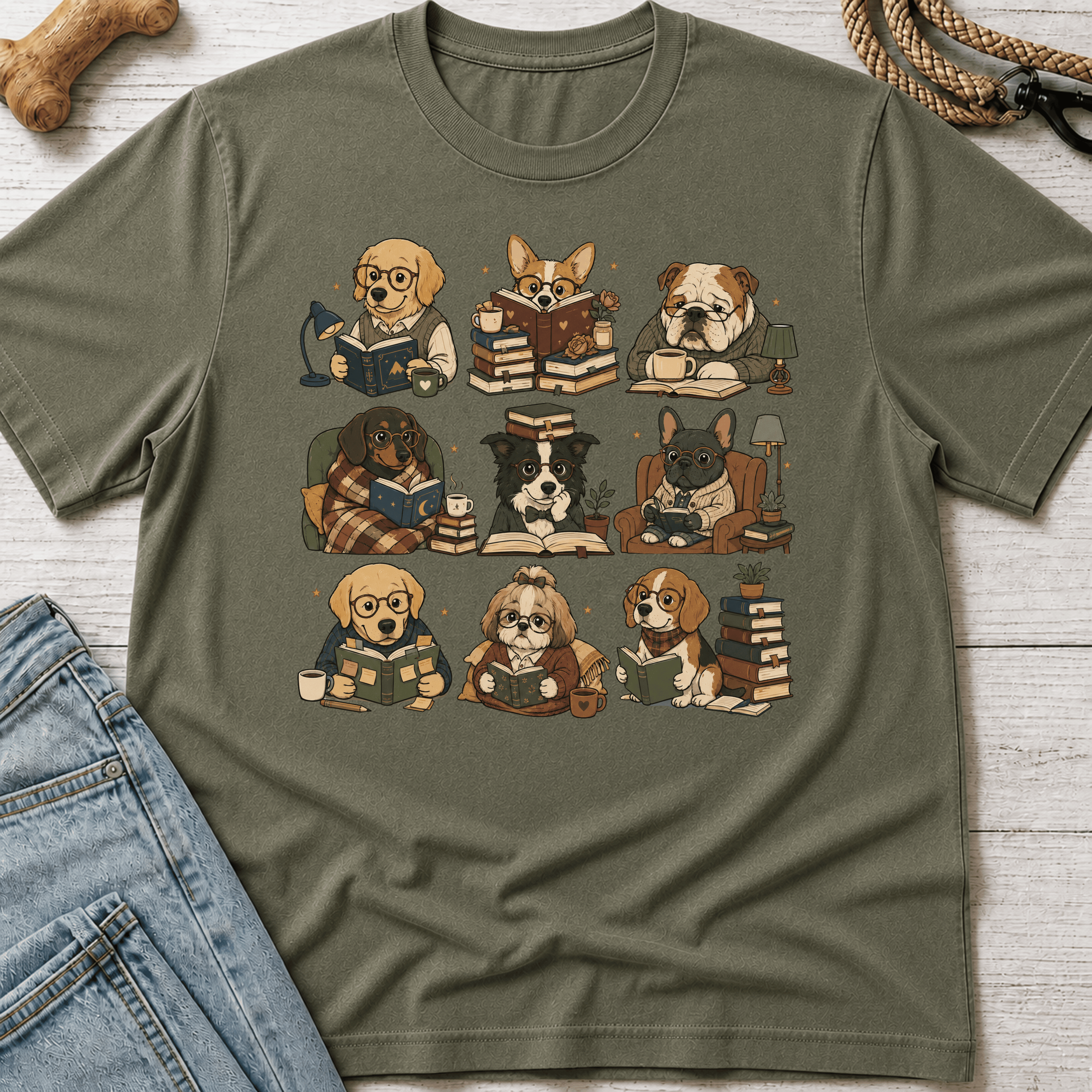 Dogs Reading T-Shirt