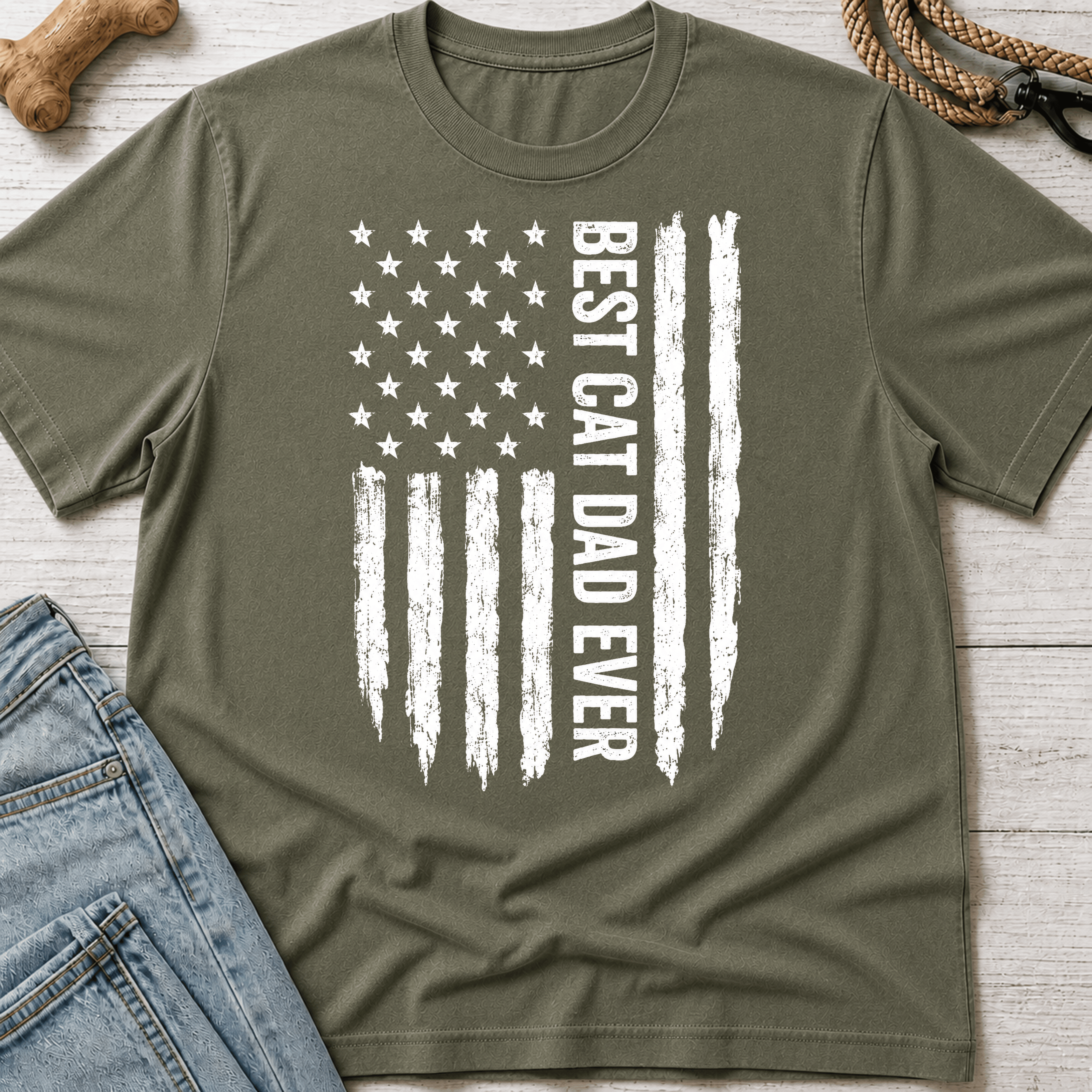 Best Cat Dad Flag T-Shirt