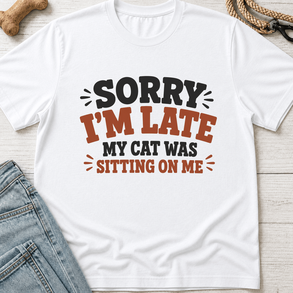 Sorry I'm Late. Cat Sitting On Me T-Shirt