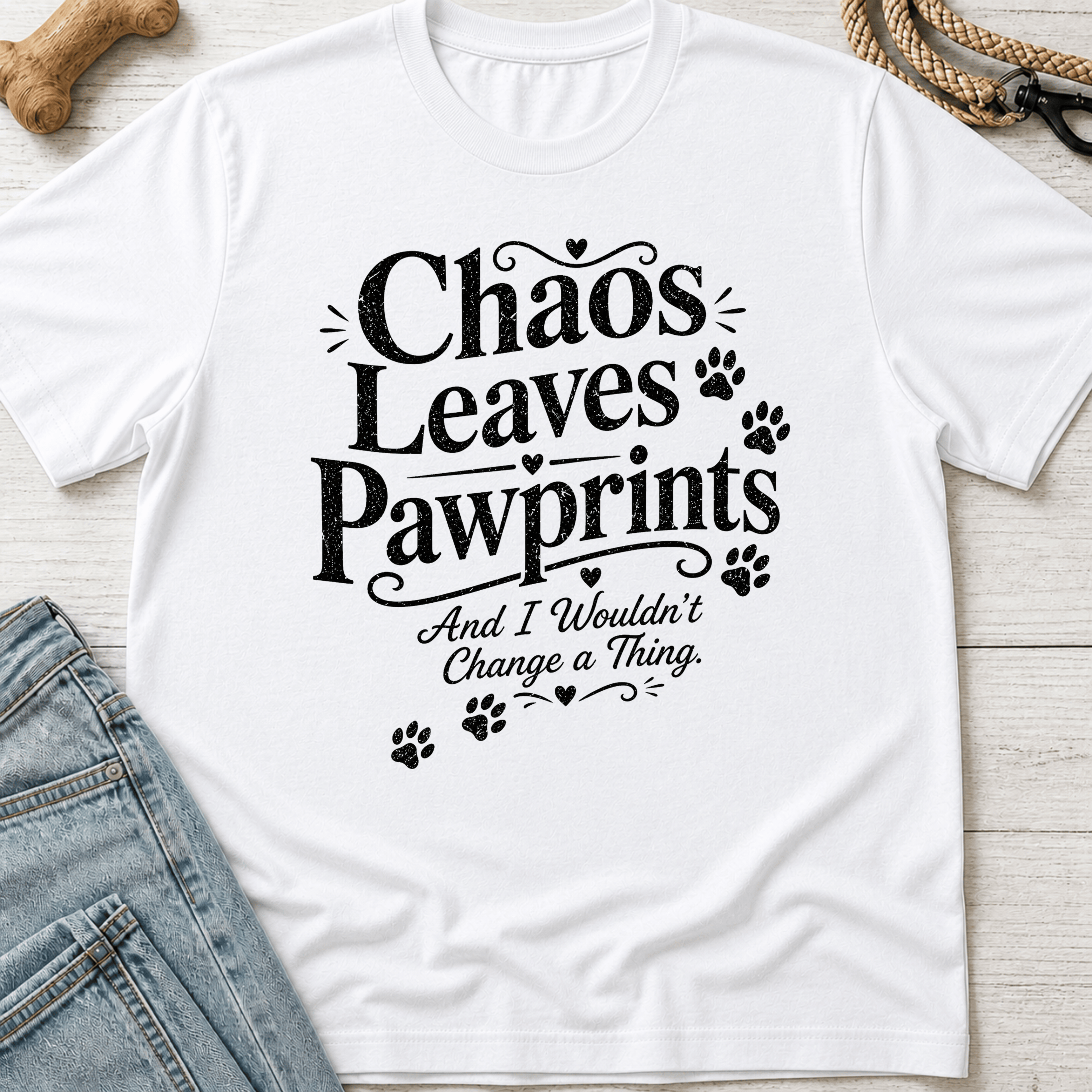 Chaos Leaves Pawprints T-Shirt
