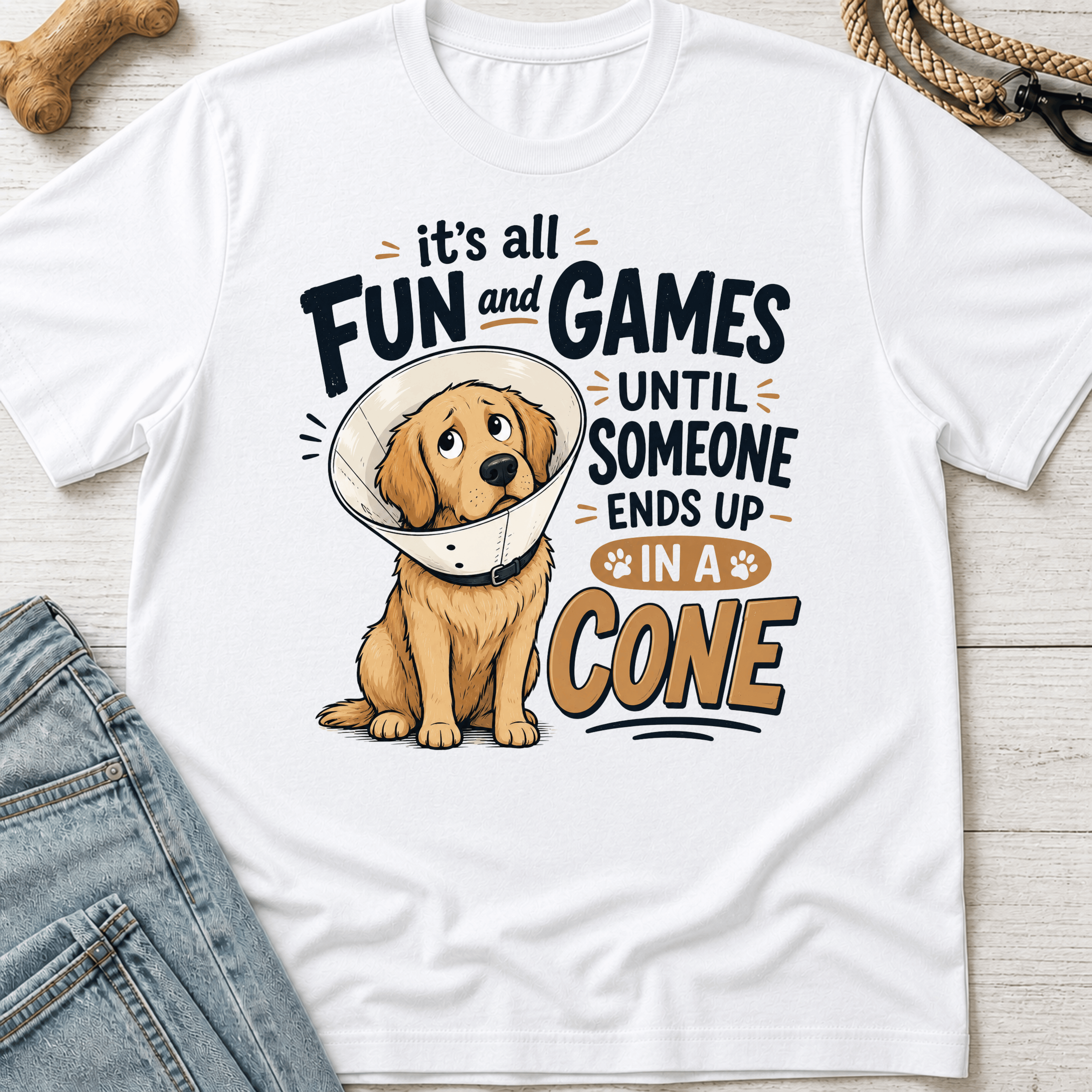 Dog Ends Up in a Cone T-Shirt